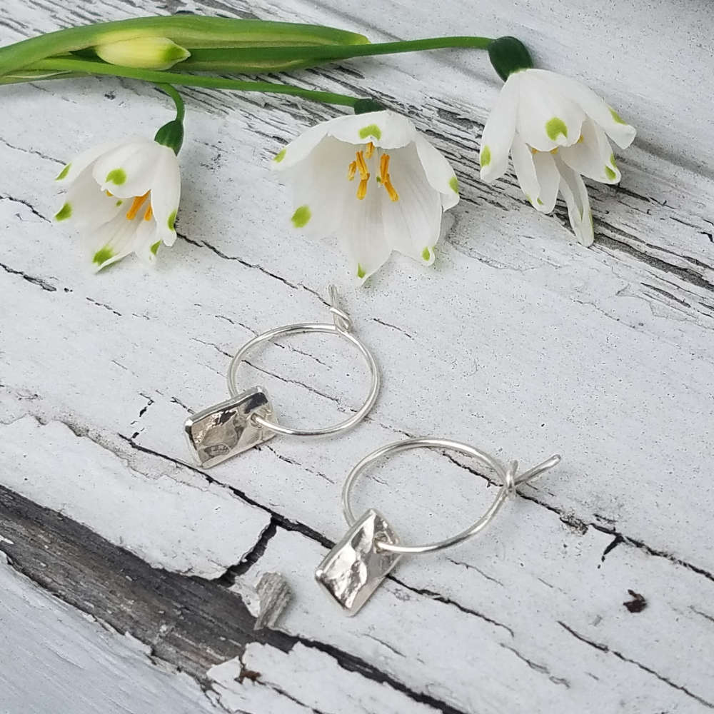 Sterling Silver earrings - Beautiful Jewellery Handmade in Dunedin by Angelfish - Forged Rectangles Sml