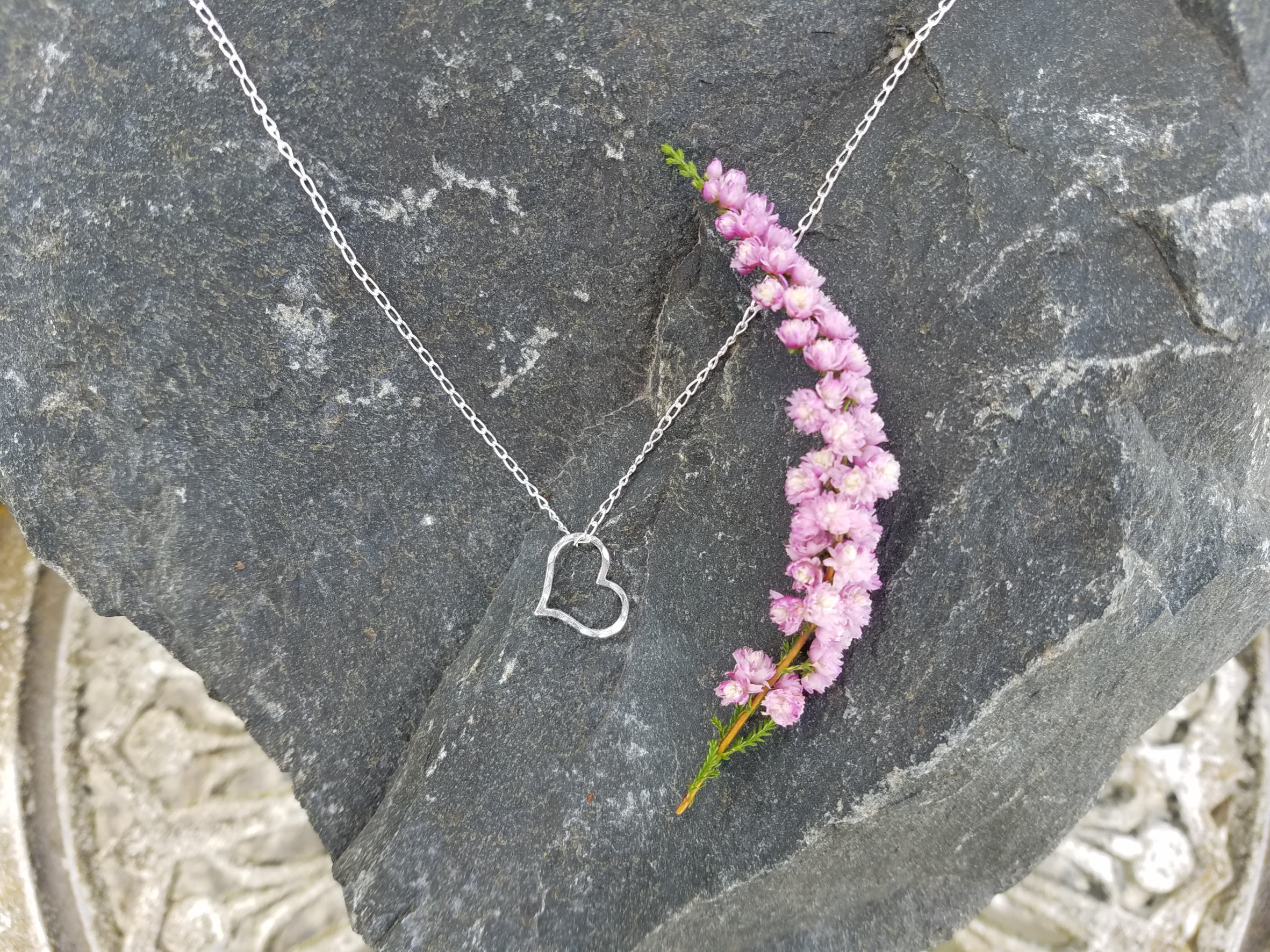 Angelfish Jewellery - Hammer-Forged Sterling SIlver Heart Pendant on Sterling Chain